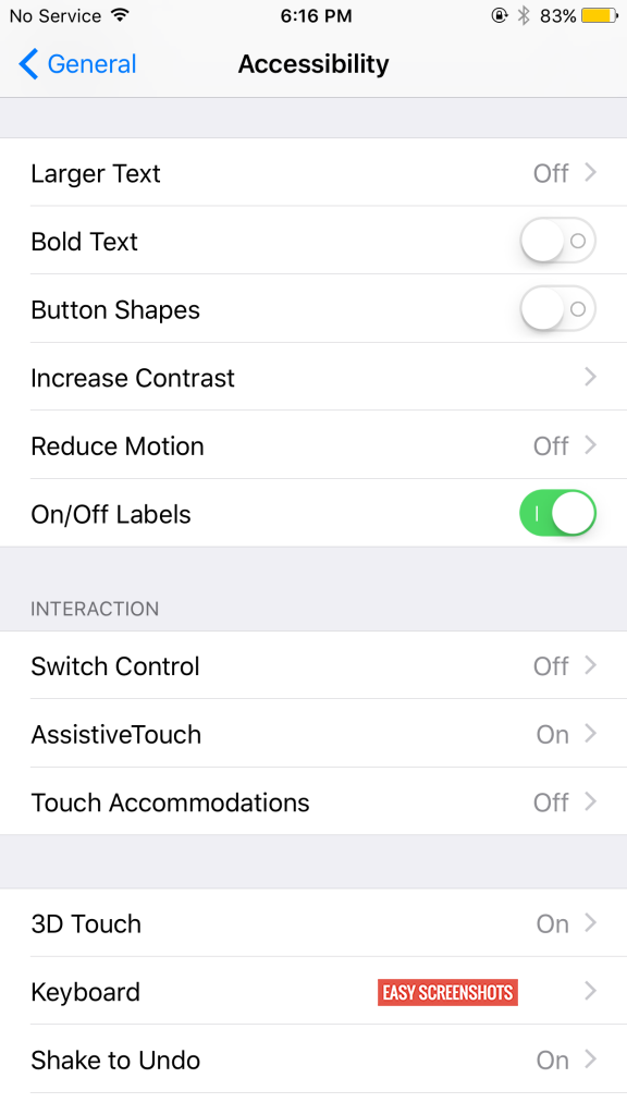 General Settings iPhone 6S Plus