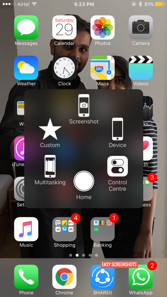 iPhone 6s Plus assistive Touch Easy Use to take Screenshot